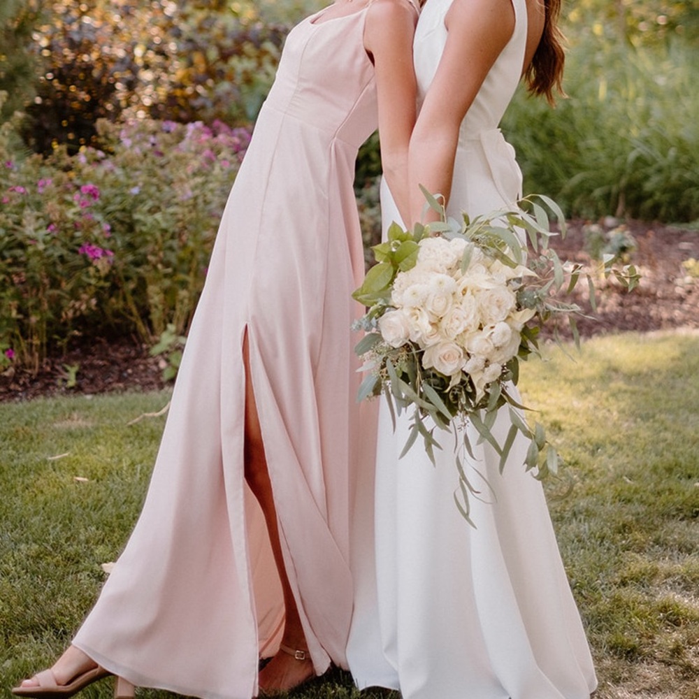 Amy Chiffon Dress bridesmaid dress XS! Pale Blush.